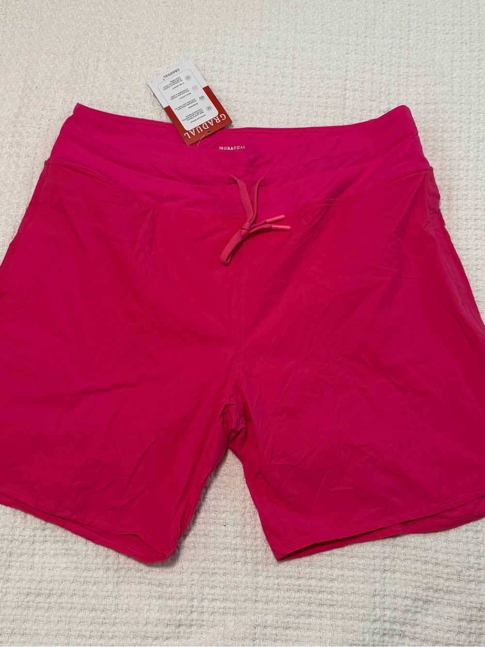 Gradient Magenta Women's Swim Athletic Shorts with Drawstring Waist